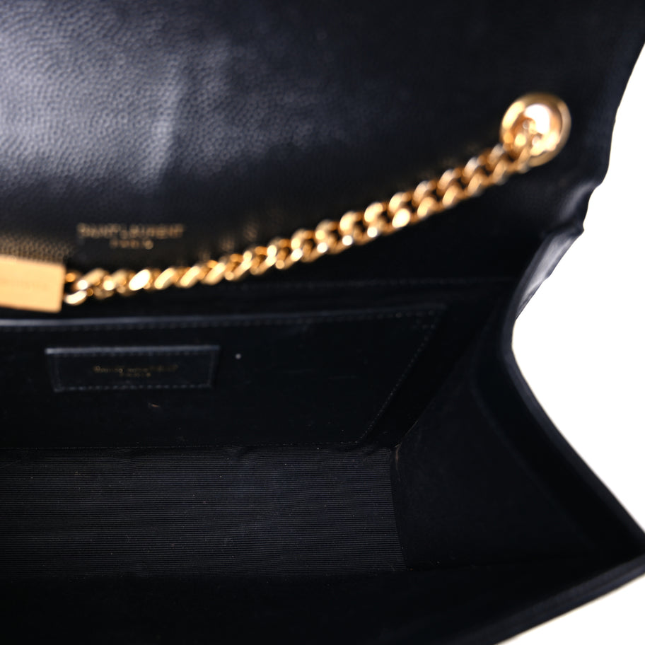 Saint Laurent Grain De Poudre Medium Classic Monogram Kate Satchel Black Image 4