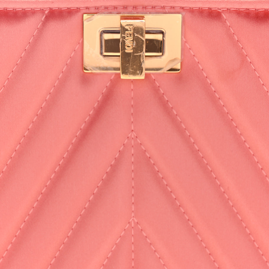 Fendi Raso Satin Trapunatato Medium Peekaboo I SEE U East West Satchel Rosa Quarzo Oro Image 6