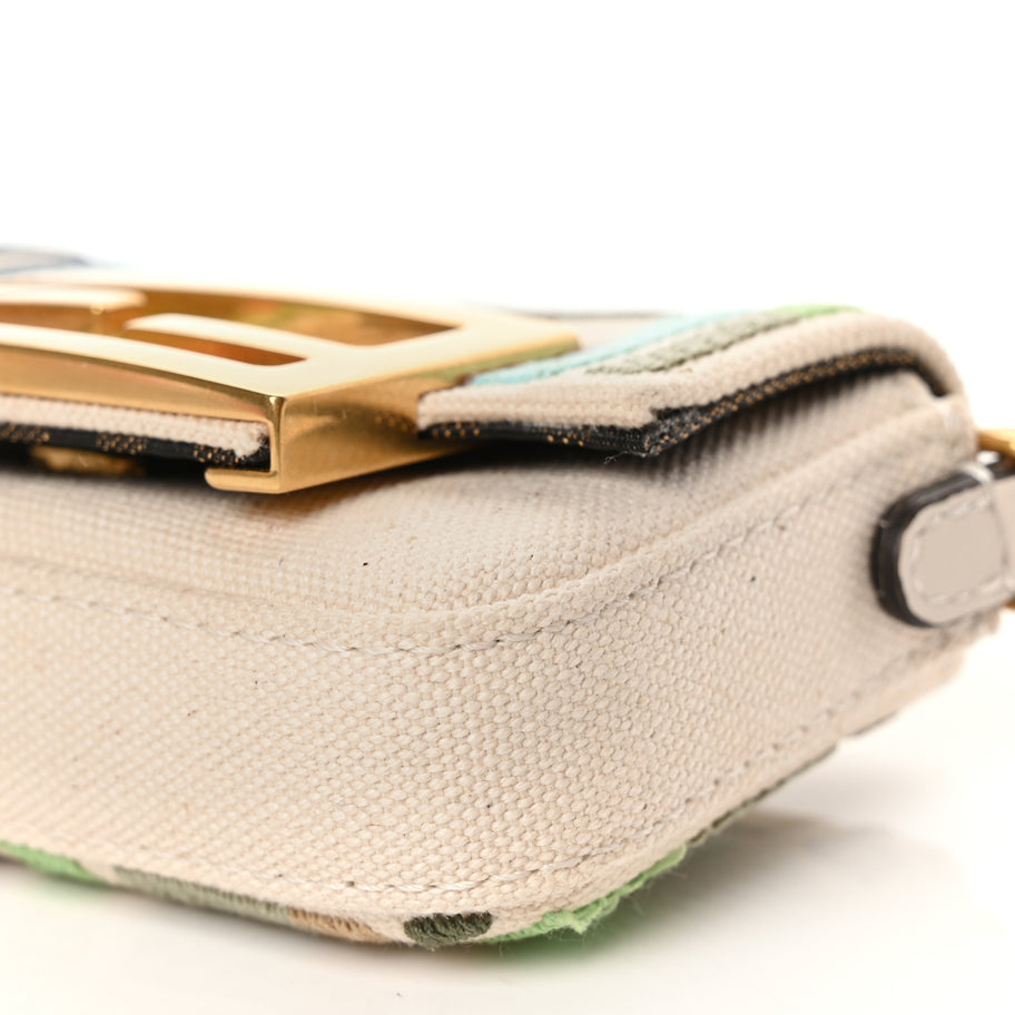 Fendi Canvas Nappa FF Multicolor Embroidered Nano Maxi Buckle Baguette Charm Grezzo Multicolor Latte Image 9