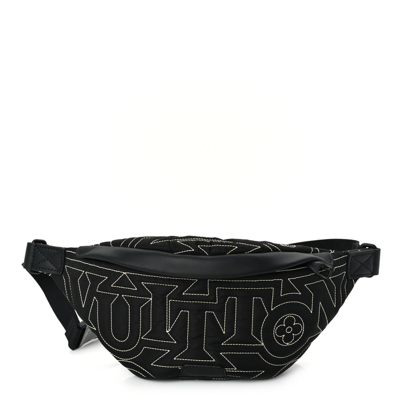  Louis Vuitton Nylon Snow Capsule Embroidered Monogram Bumbag  Black