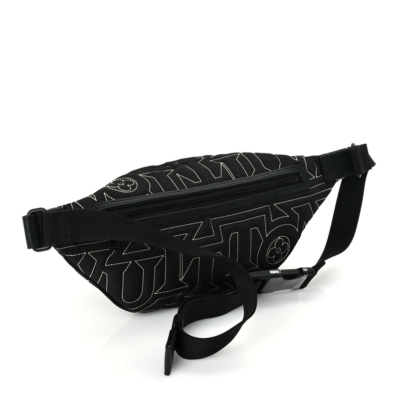  Louis Vuitton Nylon Snow Capsule Embroidered Monogram Bumbag  Black