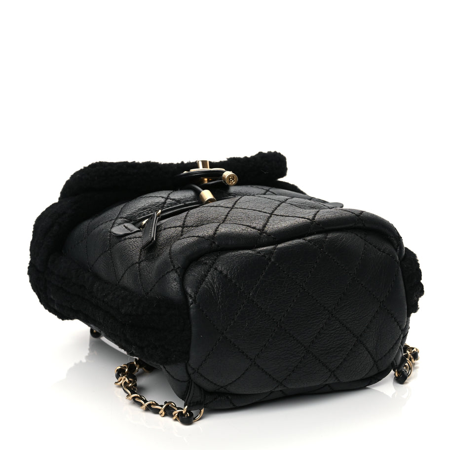 Chanel Lambskin Shearling Quilted CC Backpack Black Image 3