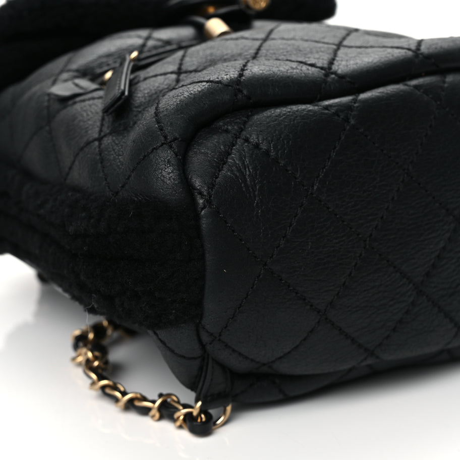Chanel Lambskin Shearling Quilted CC Backpack Black Image 7