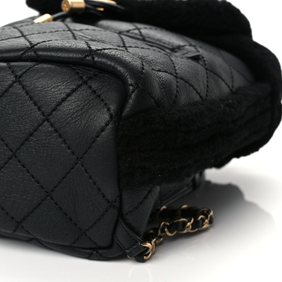 Chanel Lambskin Shearling Quilted CC Backpack Black Image 8
