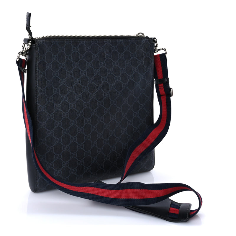  Gucci GG Supreme Monogram Night Courrier Flat Messenger Bag Black Multicolor