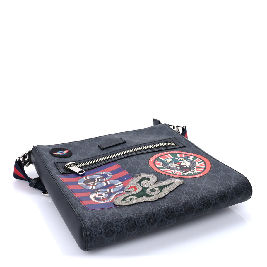 Gucci GG Supreme Monogram Night Courrier Flat Messenger Bag Black Multicolor Image 3