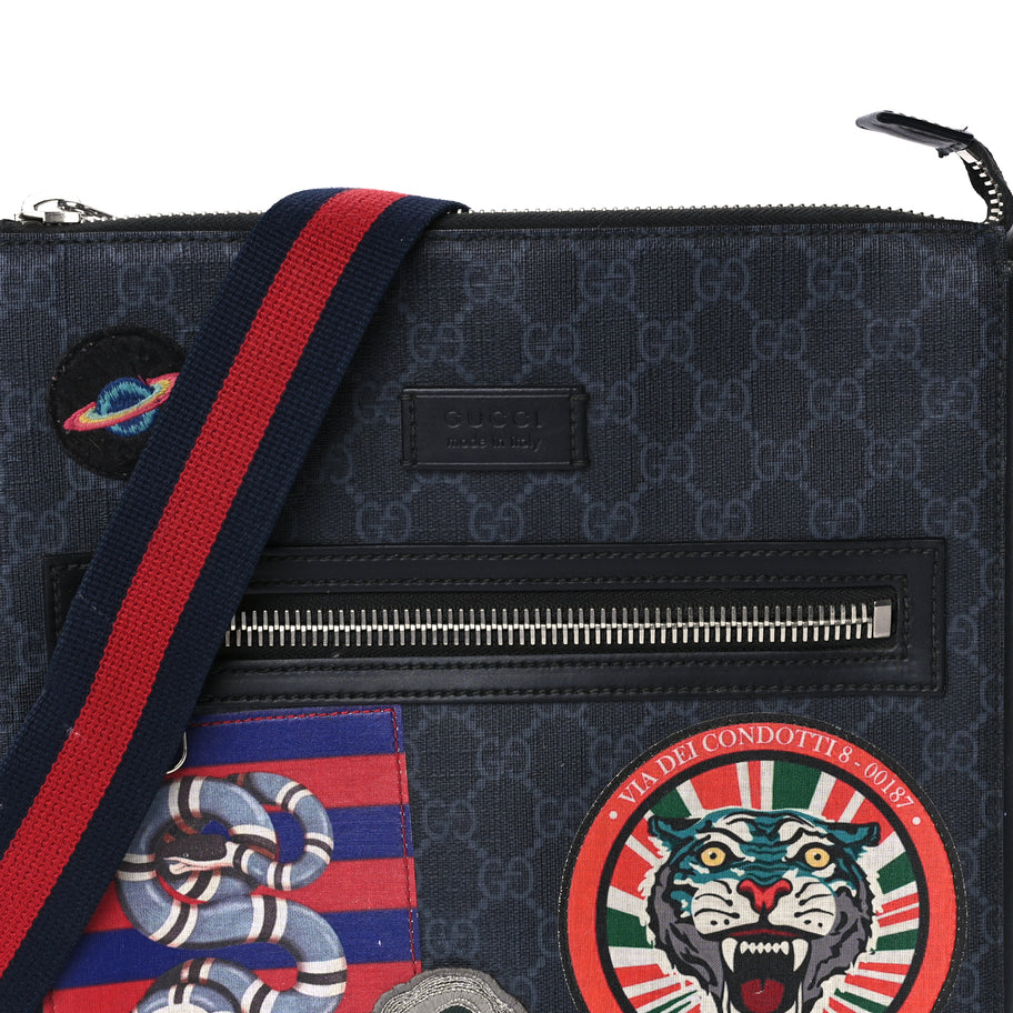 Gucci GG Supreme Monogram Night Courrier Flat Messenger Bag Black Multicolor Image 6