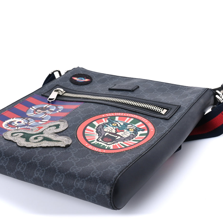 Gucci GG Supreme Monogram Night Courrier Flat Messenger Bag Black Multicolor Image 7