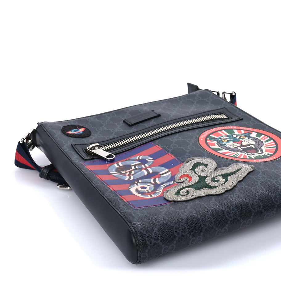 Gucci GG Supreme Monogram Night Courrier Flat Messenger Bag Black Multicolor Image 8