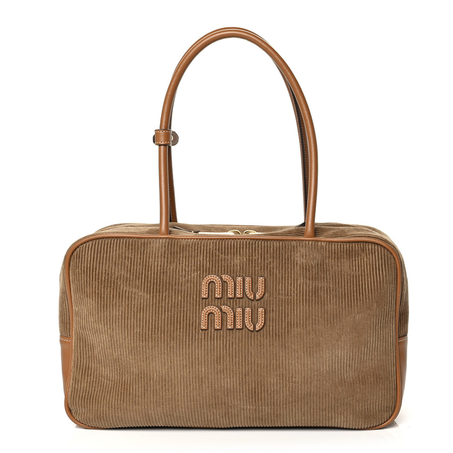 Miu Miu Corduroy Large Beau Top Handle Bag Cinnamon Image 1