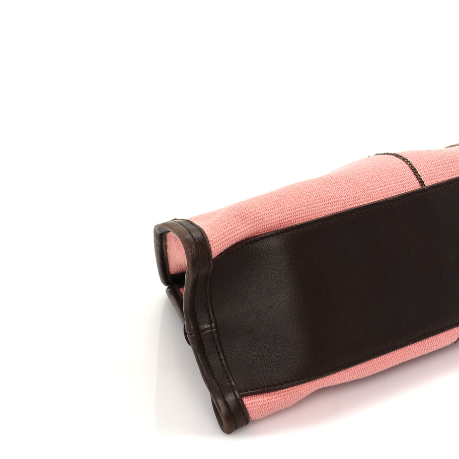 Bottega Veneta Canvas Calfskin Trimmed Shoulder Bag  Pink Brown Image 7