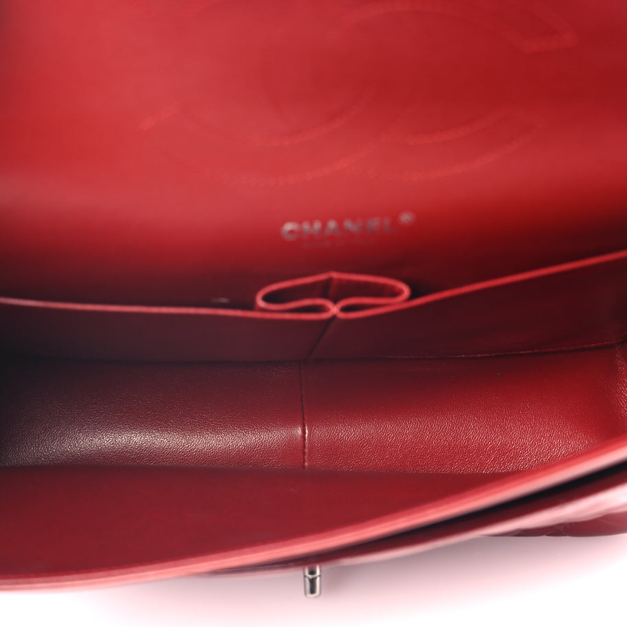 Chanel Patent Quilted Jumbo Double Flap Dark Red Image 4