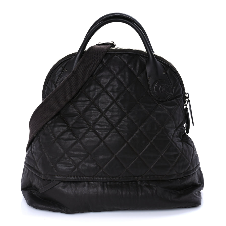 Chanel Coated Canvas Quilted Large Garment Travel Bag Brown Image 1