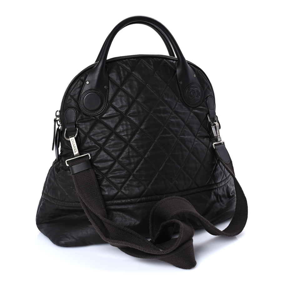 Chanel Coated Canvas Quilted Large Garment Travel Bag Brown Image 2