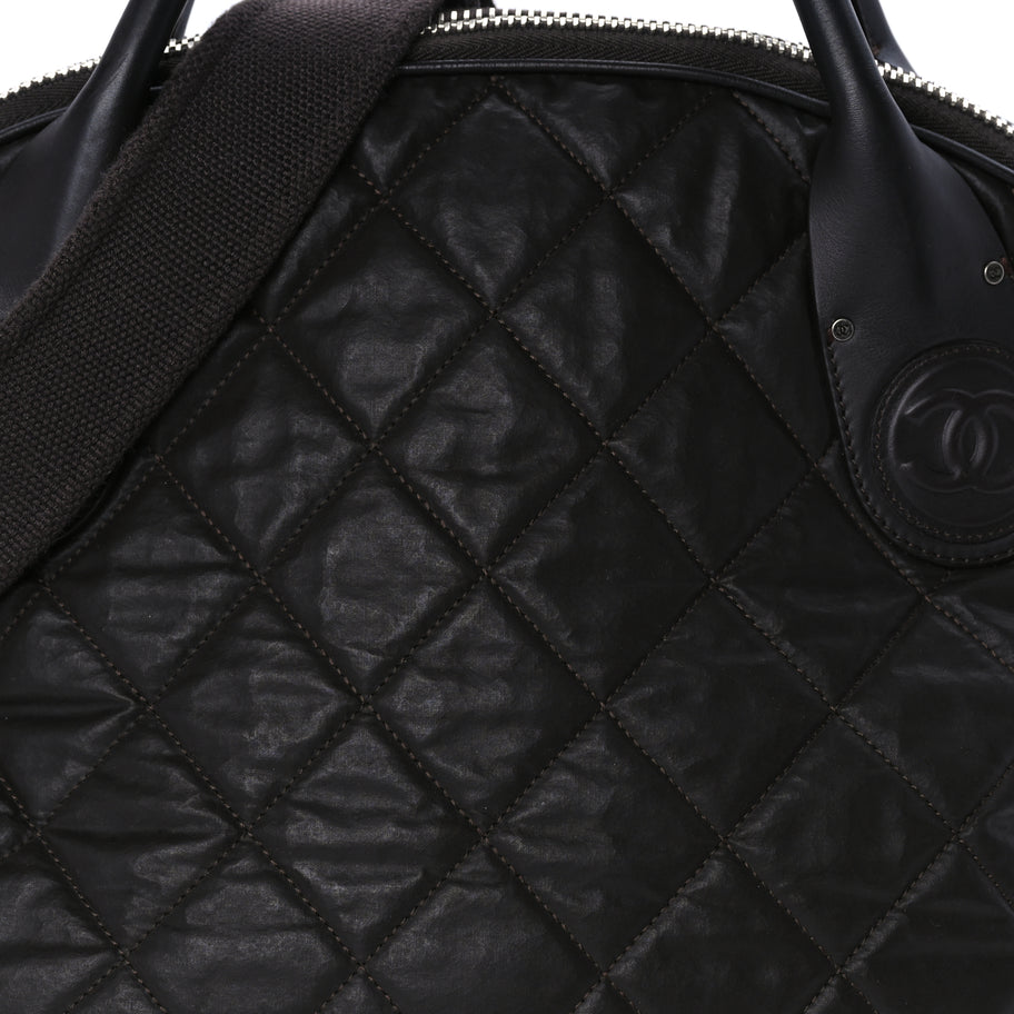Chanel Coated Canvas Quilted Large Garment Travel Bag Brown Image 7