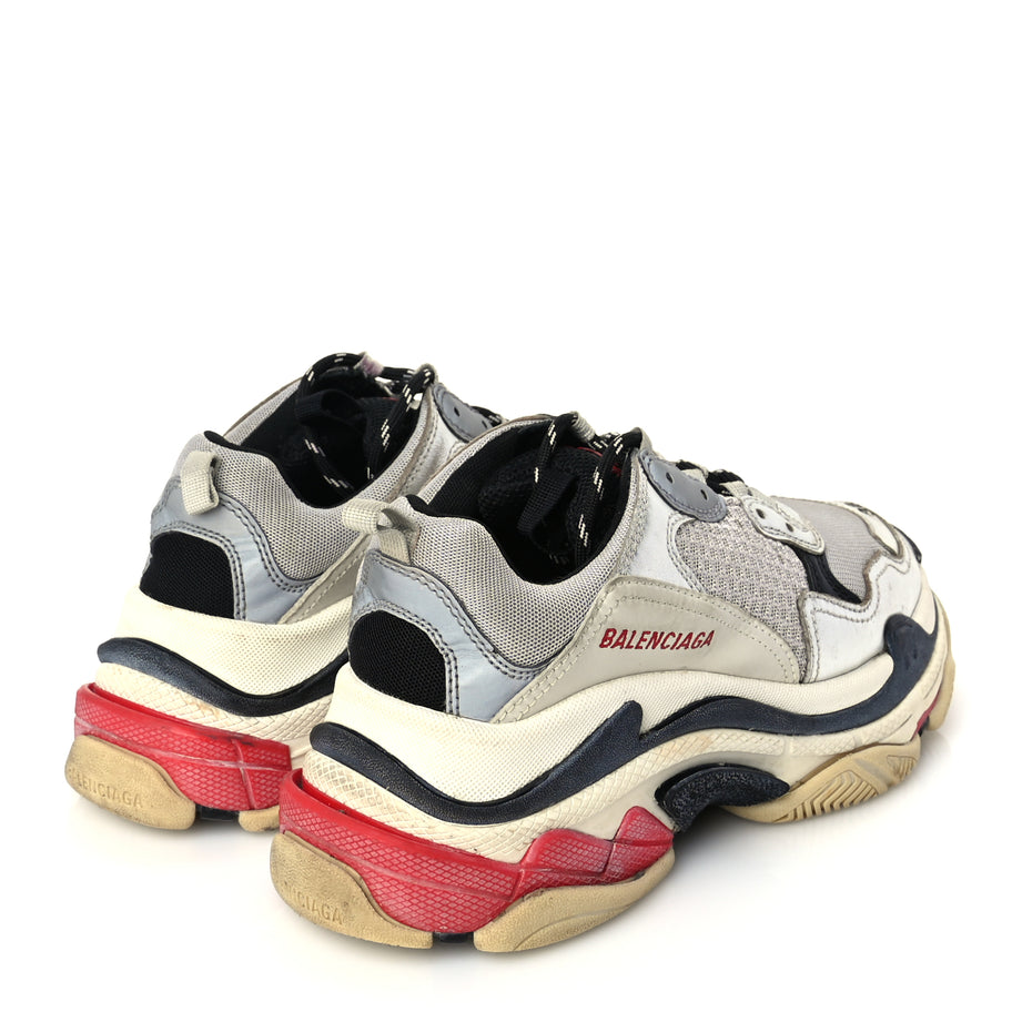 Balenciaga Mesh Nubuck Womens Triple S Sneakers 38 Black Argent Image 4