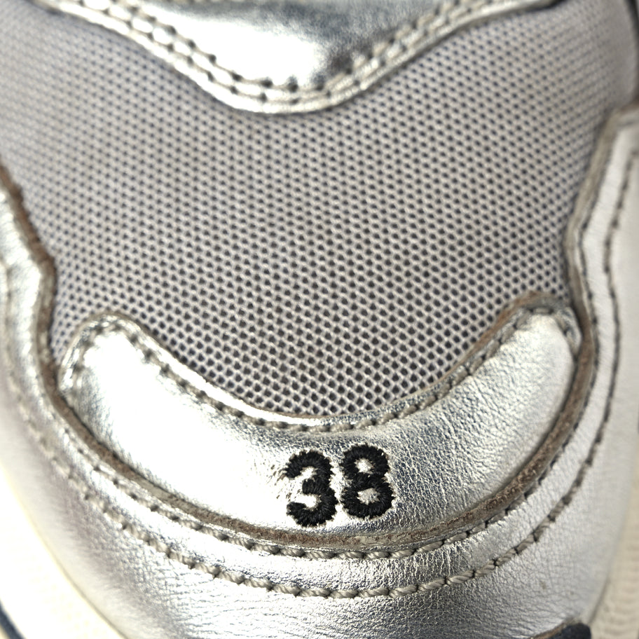 Balenciaga Mesh Nubuck Womens Triple S Sneakers 38 Black Argent Image 6
