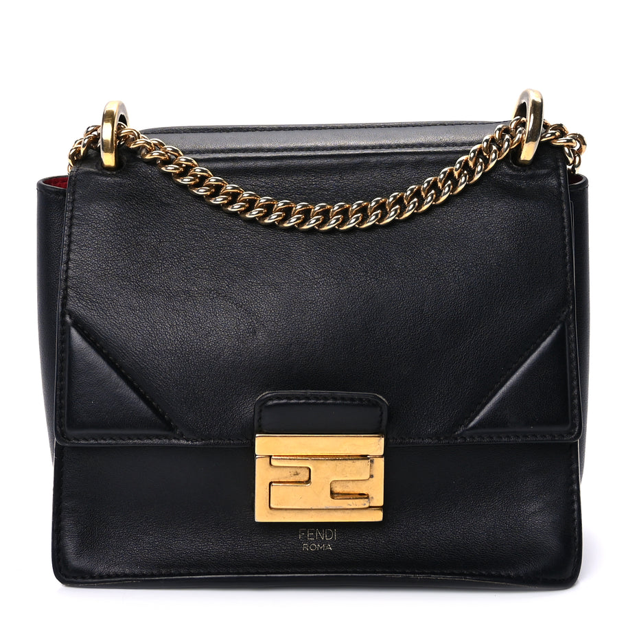 Fendi Vitello Grace Matte Small Kan U Shoulder Bag Black Image 1