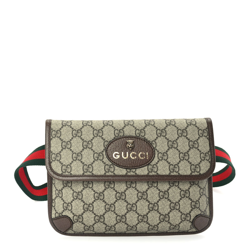  Gucci GG Supreme Monogram Neo Vintage Web Belt Bag Brown