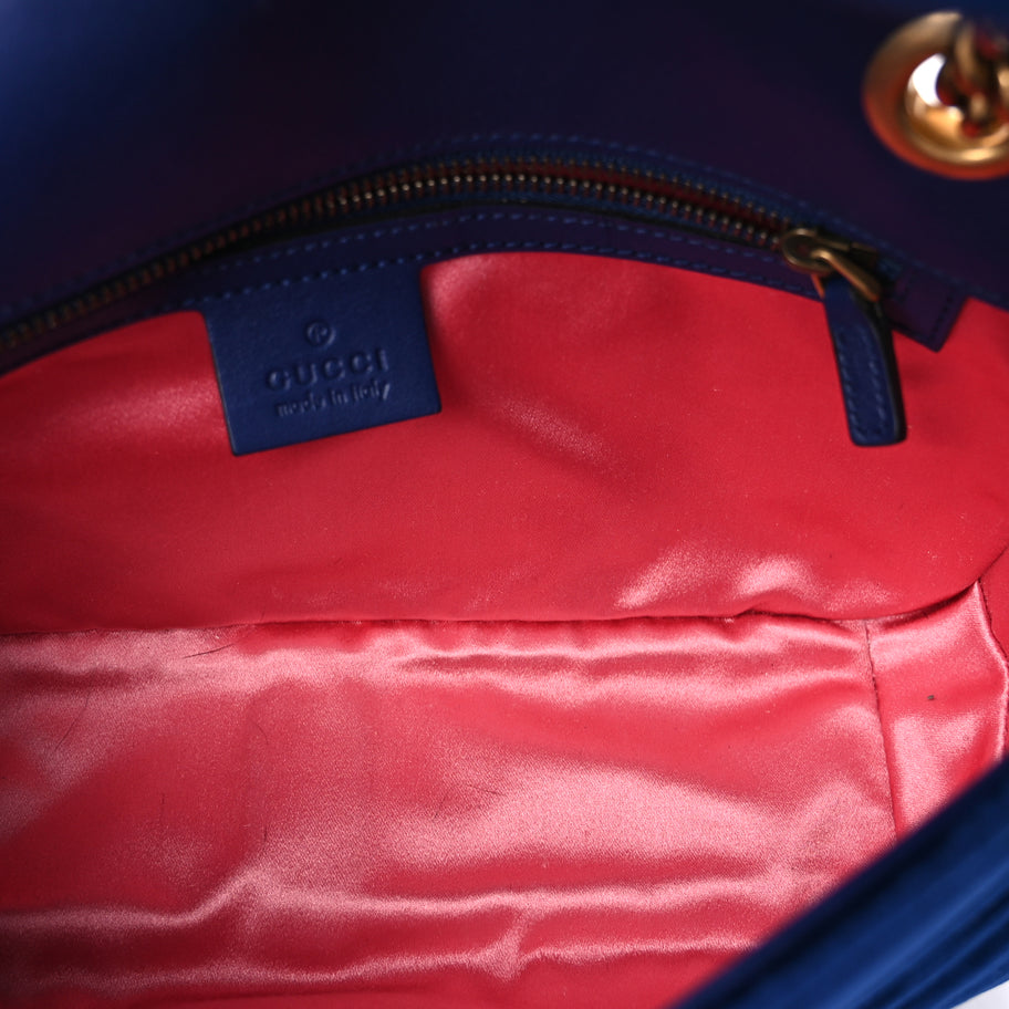 Gucci Velvet Matelasse Medium GG Marmont Shoulder Bag Cobalt Blue Image 4