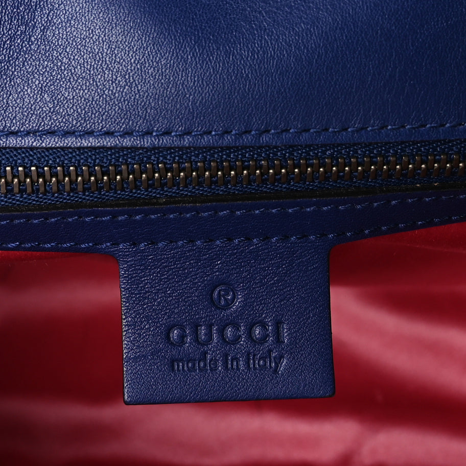 Gucci Velvet Matelasse Medium GG Marmont Shoulder Bag Cobalt Blue Image 5
