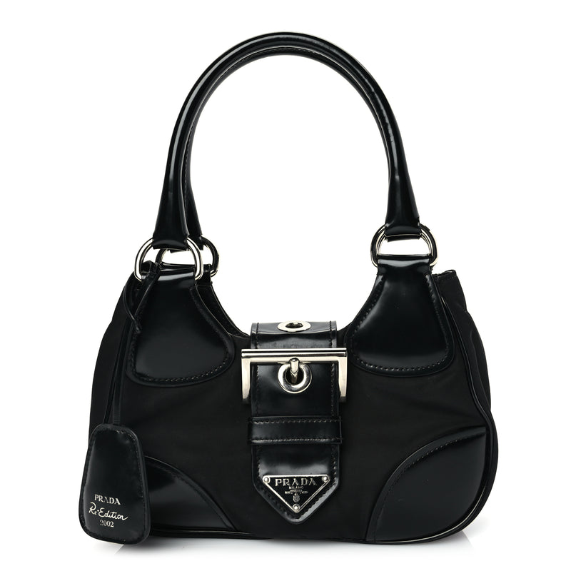  Prada Nappa Soft Padded Re-Edition 2002 Moon Bag Black