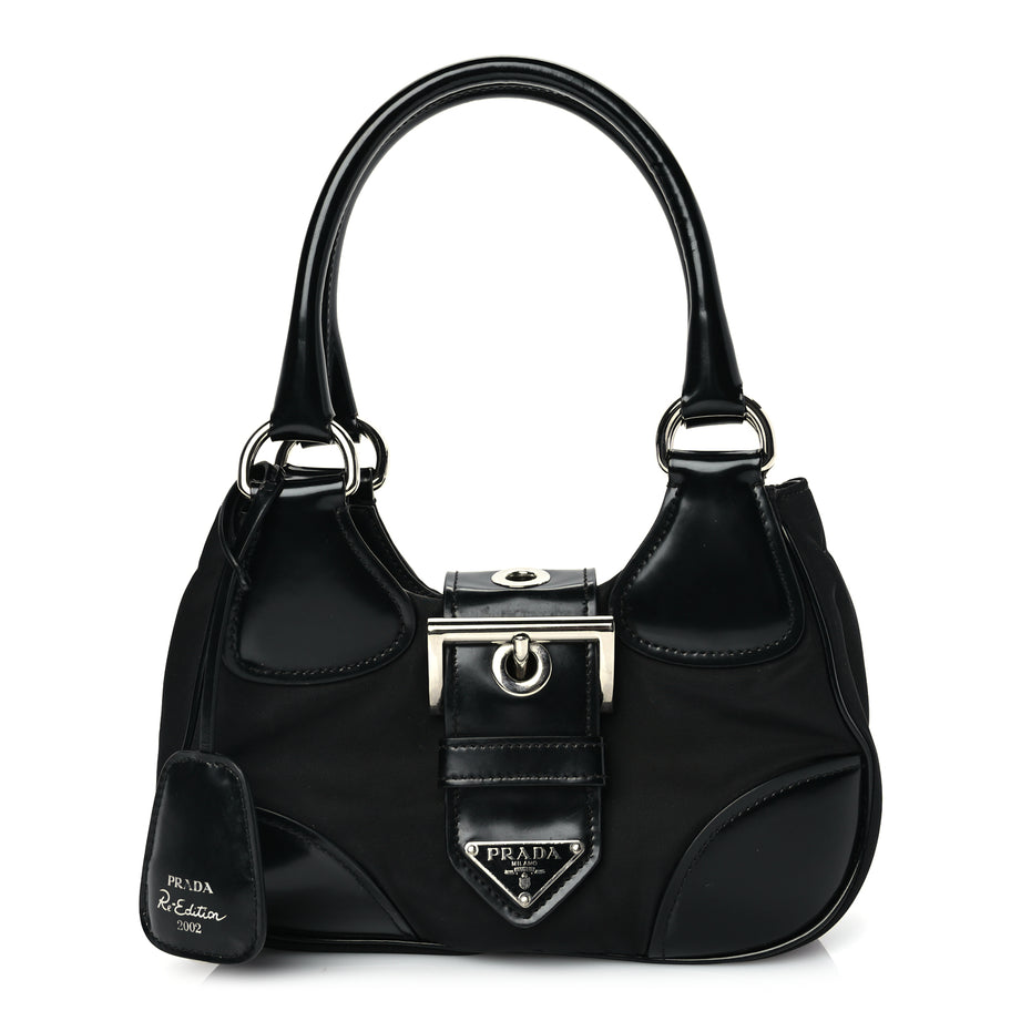 Prada Nappa Soft Padded Re-Edition 2002 Moon Bag Black Image 1