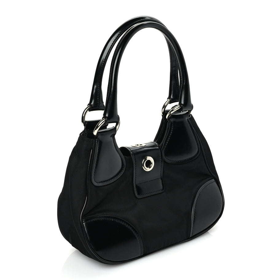 Prada Nappa Soft Padded Re-Edition 2002 Moon Bag Black Image 2
