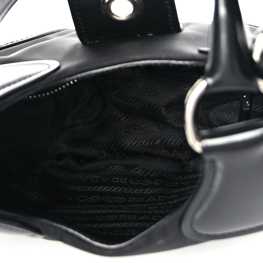 Prada Nappa Soft Padded Re-Edition 2002 Moon Bag Black Image 4