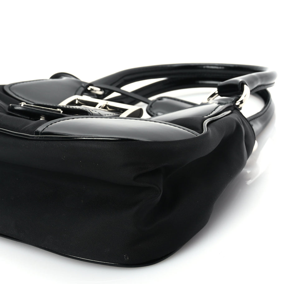 Prada Nappa Soft Padded Re-Edition 2002 Moon Bag Black Image 8