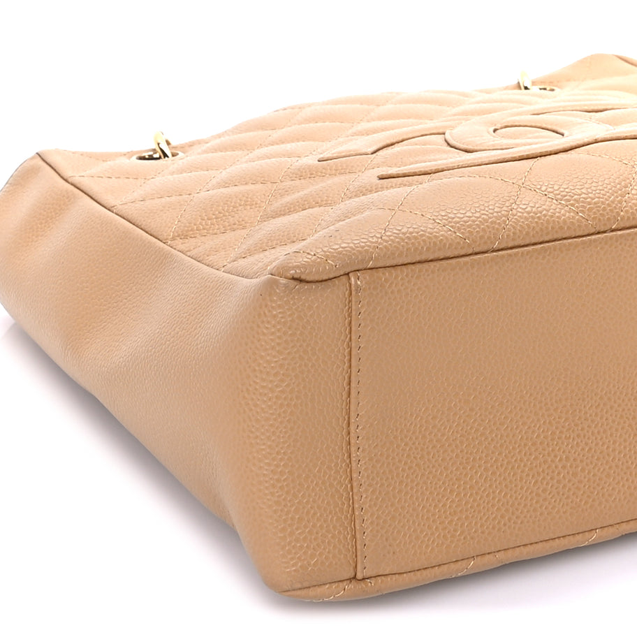 Chanel Caviar Quilted Petit Shopping Tote PST Dark Beige Image 8