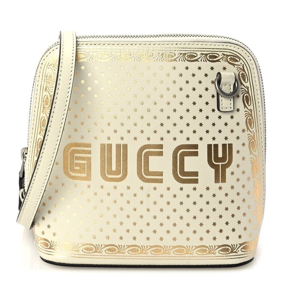 Gucci X SEGA Calfskin GUCCY Stars Mini Dome Shoulder Bag  Mystic White Gold Image 1