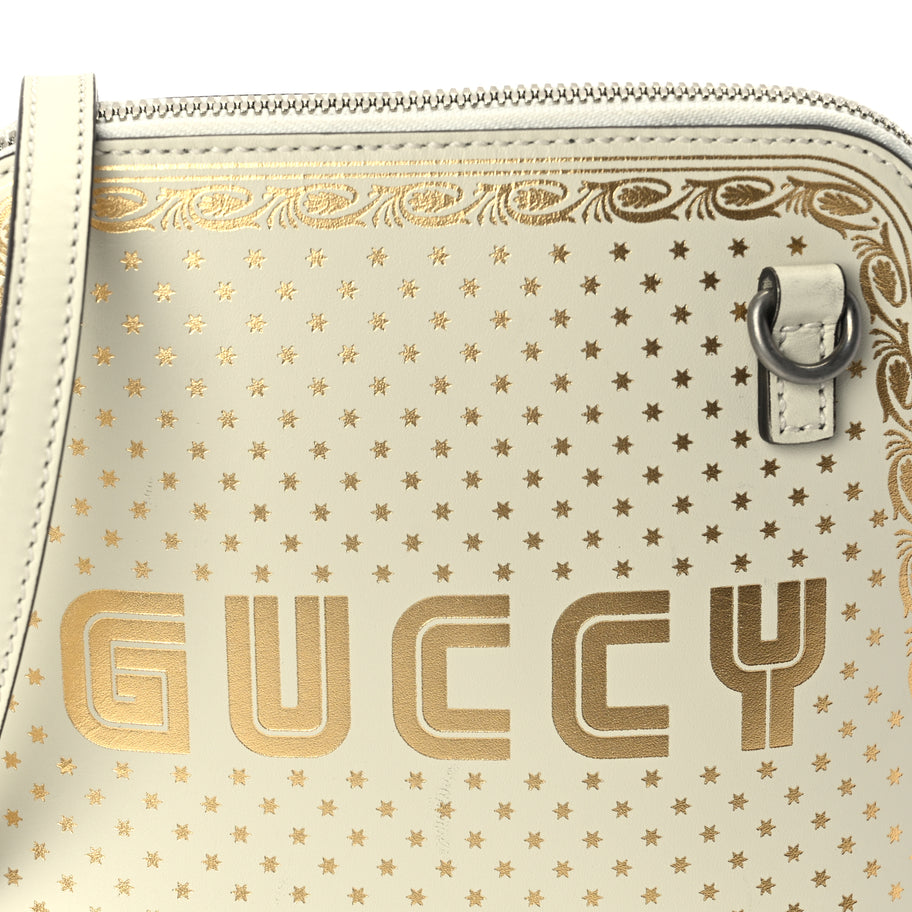 Gucci X SEGA Calfskin GUCCY Stars Mini Dome Shoulder Bag  Mystic White Gold Image 7