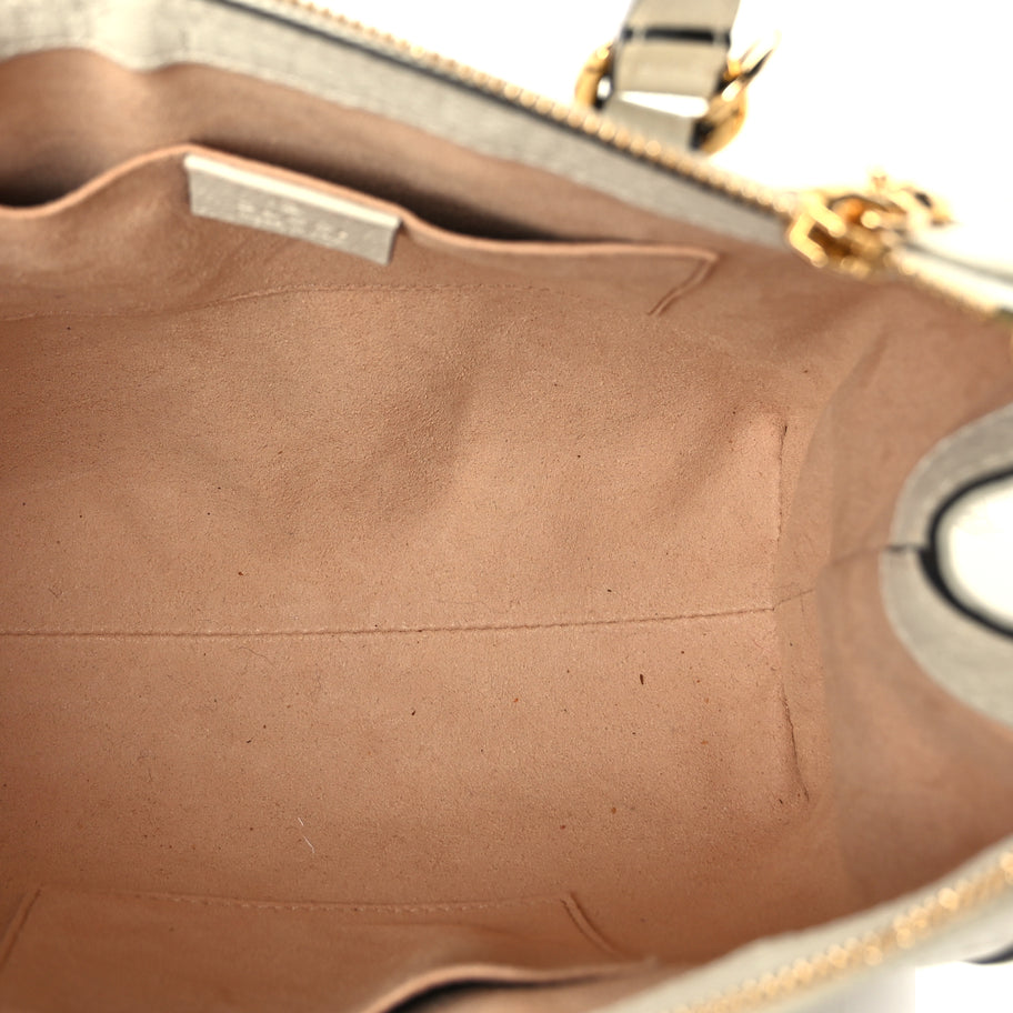 Gucci Textured Calfskin Web Small Ophidia Tote Bag Mystic White Image 4