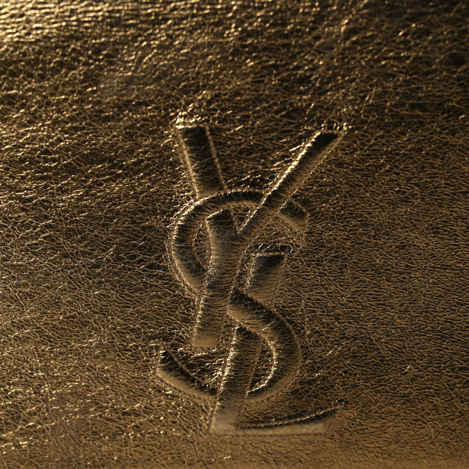 Saint Laurent Metallic Calfskin Monogram Large Belle De Jour Clutch Gold Image 7