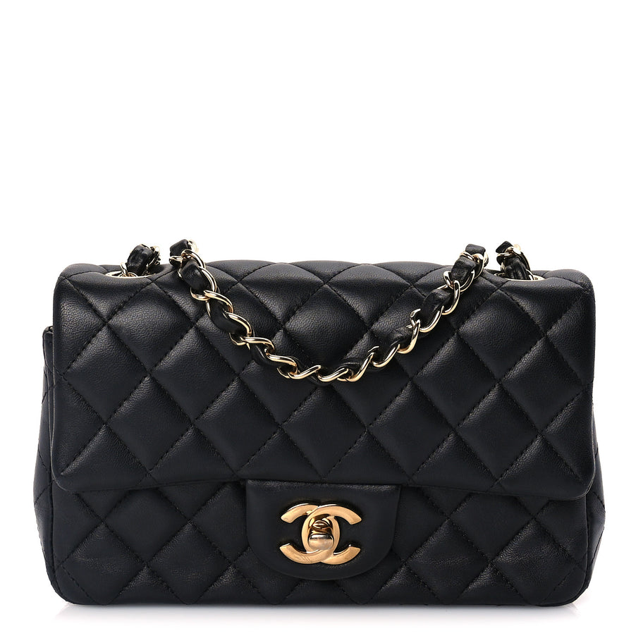 Chanel Lambskin Quilted Mini Rectangular Flap Black Image 1