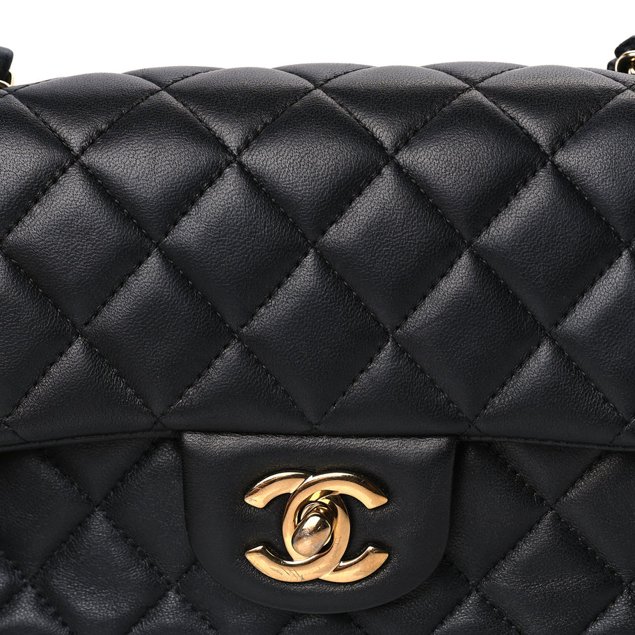 Chanel Lambskin Quilted Mini Rectangular Flap Black Image 7
