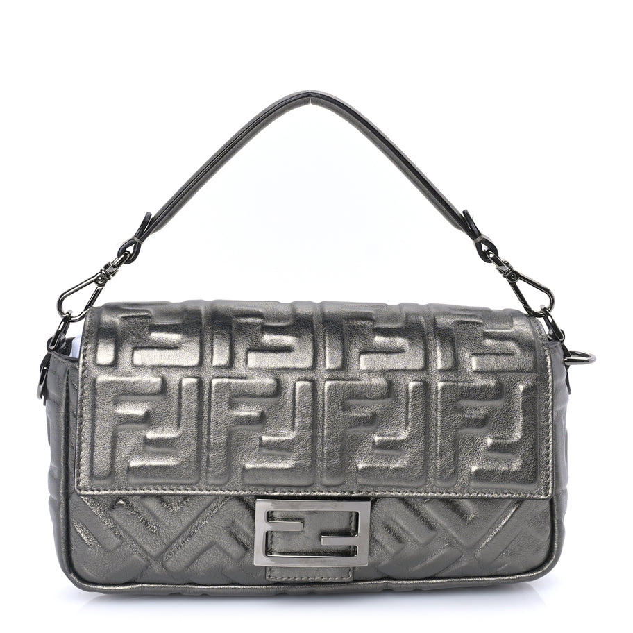 Fendi FENDI Nappa FF 1974 Embossed Baguette Black Black Image 1