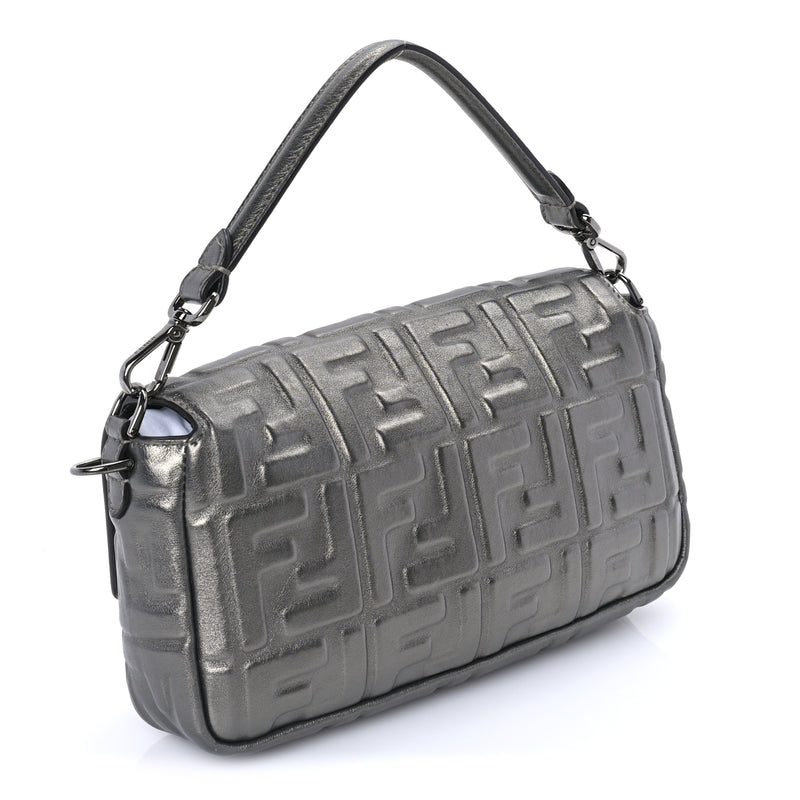  Fendi FENDI Nappa FF 1974 Embossed Baguette Black Black