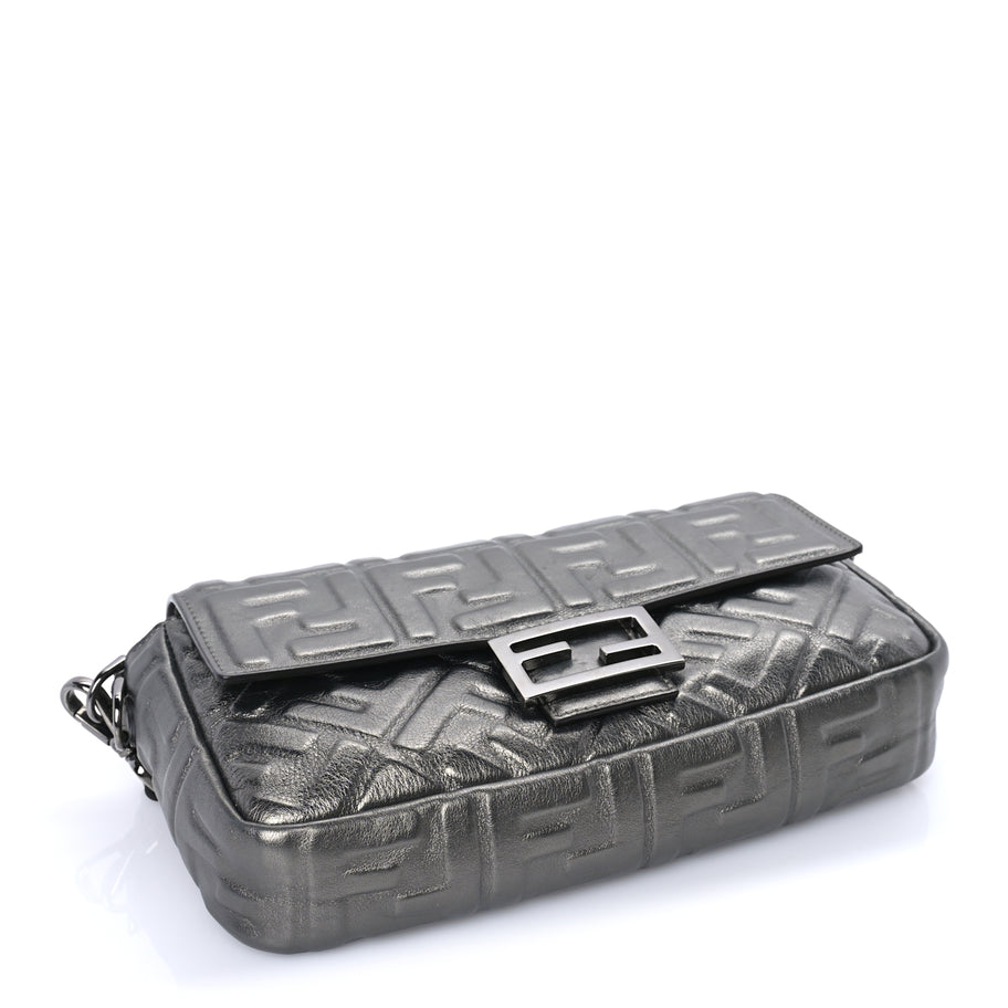 Fendi FENDI Nappa FF 1974 Embossed Baguette Black Black Image 3