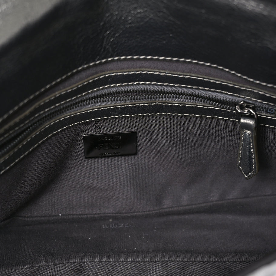 Fendi FENDI Nappa FF 1974 Embossed Baguette Black Black Image 4