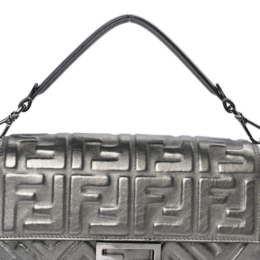 Fendi FENDI Nappa FF 1974 Embossed Baguette Black Black Image 6
