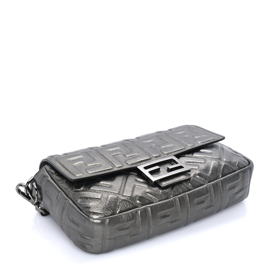 Fendi FENDI Nappa FF 1974 Embossed Baguette Black Black Image 7