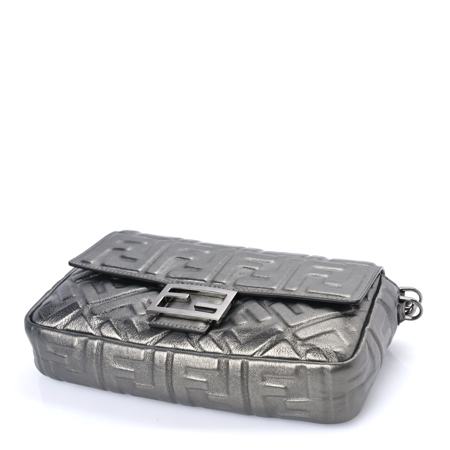 Fendi FENDI Nappa FF 1974 Embossed Baguette Black Black Image 8