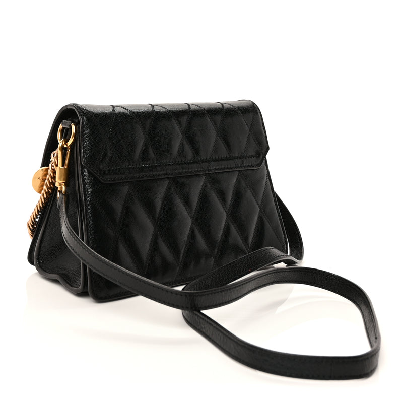  Givenchy Goatskin Quilted Small GV3 Shoulder Bag  Black