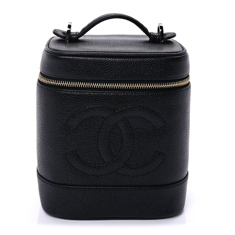  Chanel Caviar Vanity Cosmetic Case Black