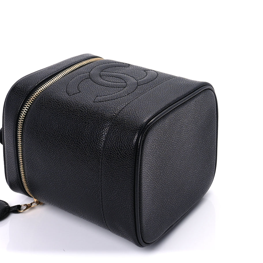 Chanel Caviar Vanity Cosmetic Case Black Image 7