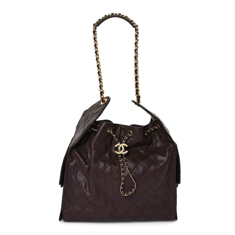  Chanel Caviar Quilted Medium Chanel 25 Handbag Dark Brown