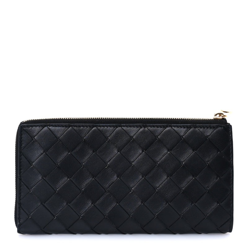  Bottega Veneta Nappa Intrecciato Zip Around Wallet Black