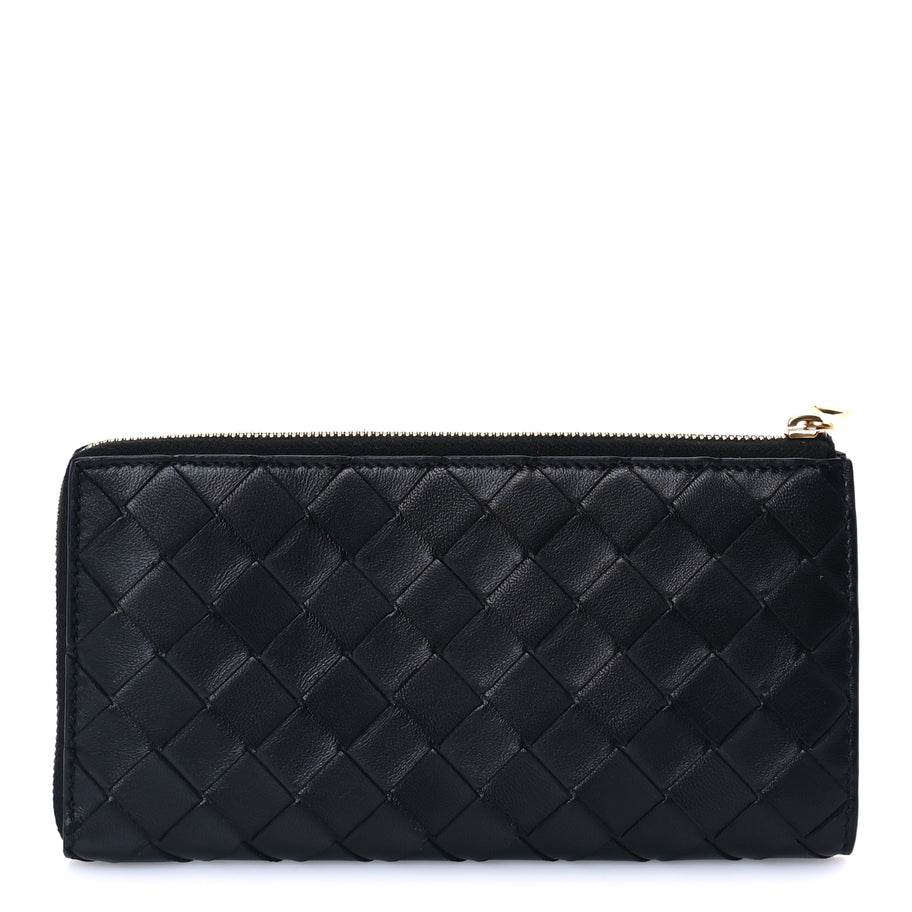 Bottega Veneta Nappa Intrecciato Zip Around Wallet Black Image 1